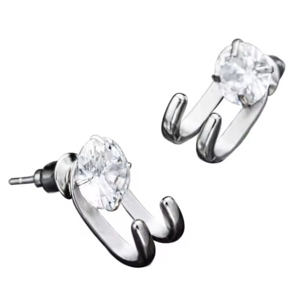 Zircon Stud Earrings P Hip-hop Niche Hook Shape Earrings for Men - Picture 3 of 5